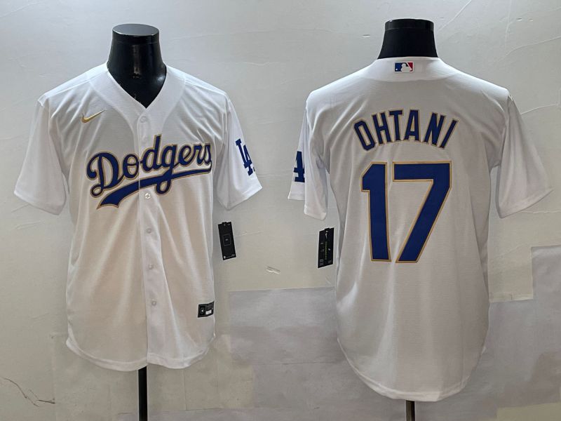 Men Los Angeles Dodgers #17 Ohtani White Blue Game 2025 Nike MLB Jersey style 402